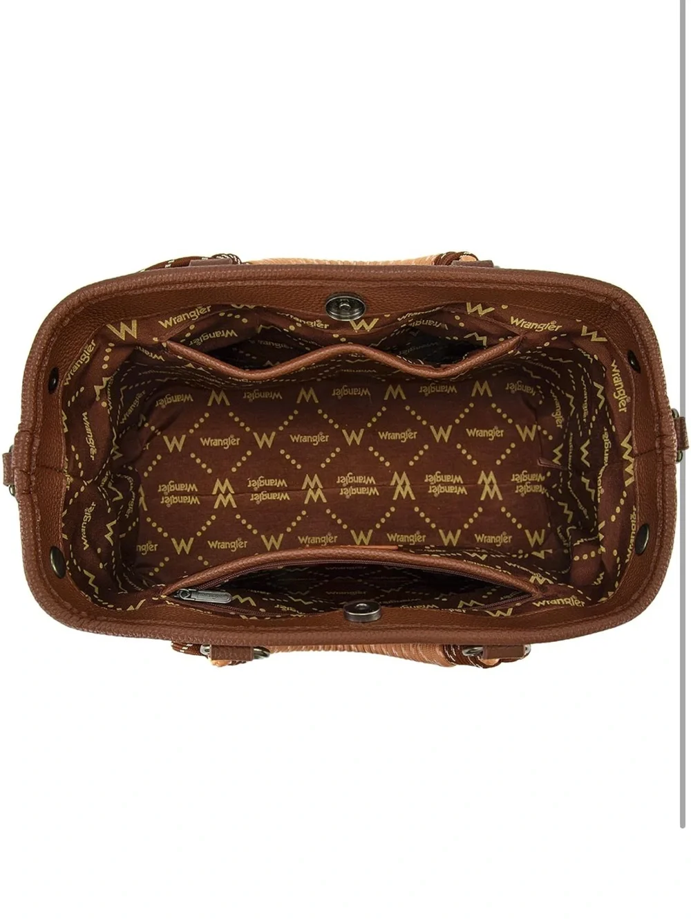Wrangler Brown Leather Satchel with Braided Rope Handles